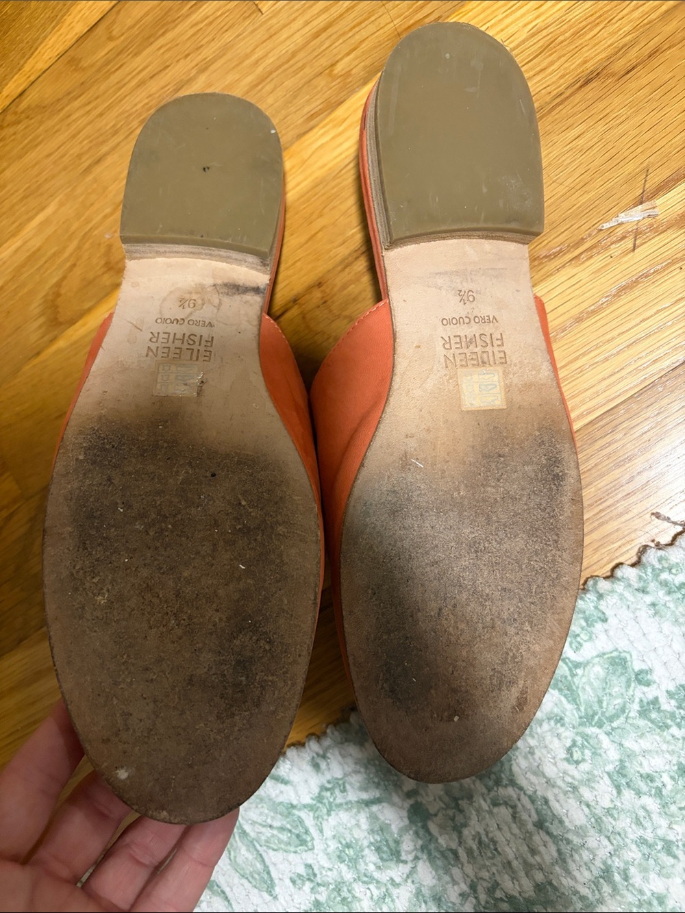 Eileen Fisher Coral Suede Slip-On Mules - Picture 8 of 8